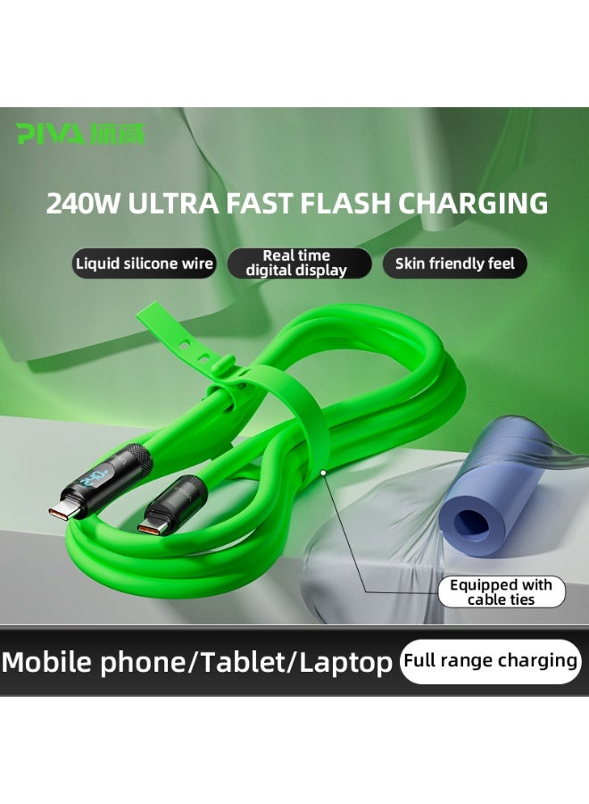 Piva Intelligent 240W PD Super Fast Charging Type-C to Type-C Data Cable with Intelligent Digital Display, 1.5m Liquid Silicone Cable, 480Mbps High-Speed Data Transfer for Gaming, RedMagic, iPhone 15 & 17 Series, iPad Pro, Tablets and Laptops - Image 2